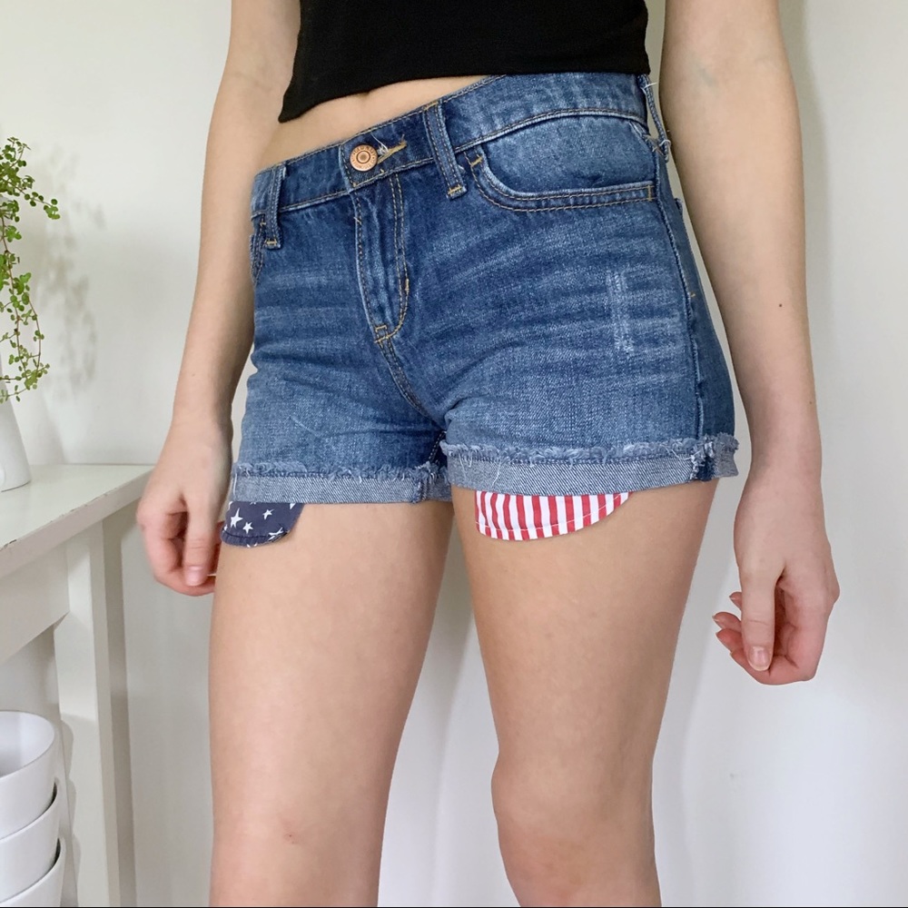 Old Navy Girls Jean Shorts American Flag Pockets